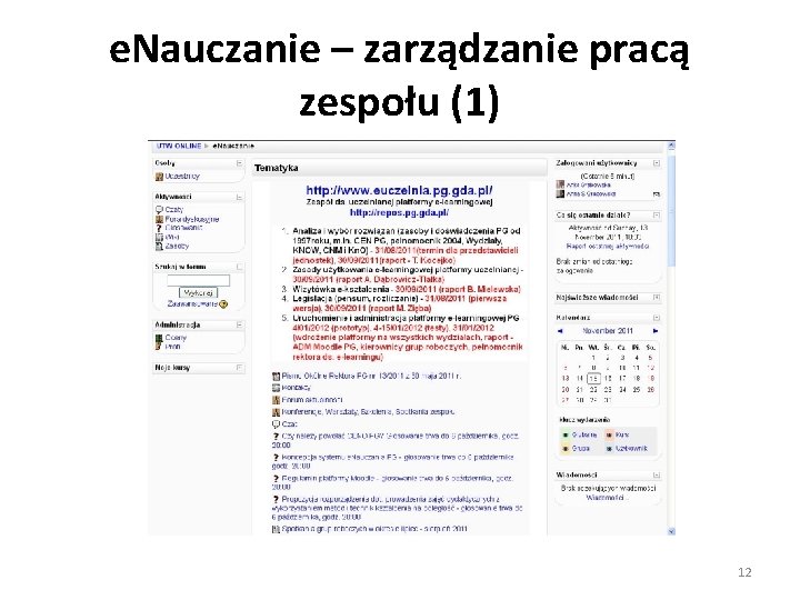 e. Nauczanie – zarządzanie pracą zespołu (1) 12 