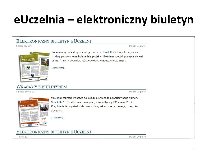 e. Uczelnia – elektroniczny biuletyn 9 