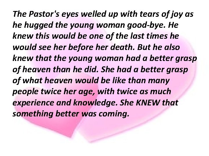 The Pastor's eyes welled up with tears of joy as he hugged the young The Pastor's eyes welled up with tears of joy as he hugged the young