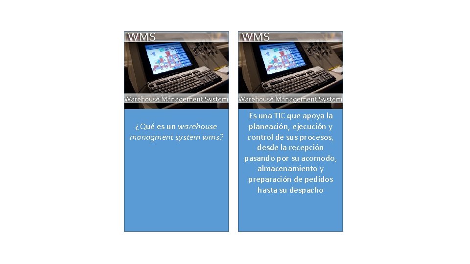 ¿Qué es un warehouse managment system wms? Es una TIC que apoya la planeación,