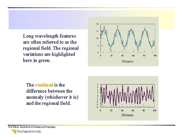 Long wavelength features are often referred to as the regional field. The regional variations