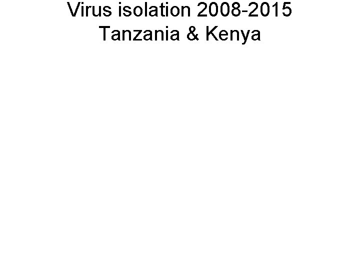Virus isolation 2008 -2015 Tanzania & Kenya 