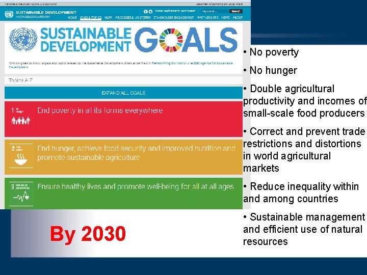  • No poverty • No hunger • Double agricultural productivity and incomes of