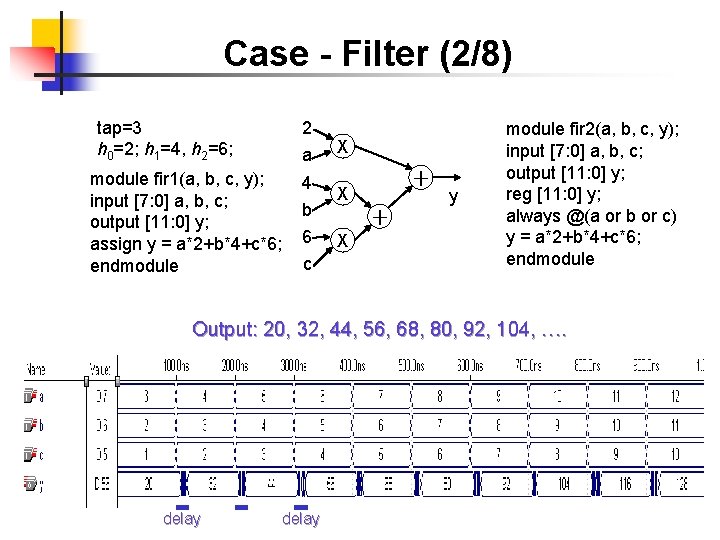 Case - Filter (2/8) tap=3 h 0=2; h 1=4, h 2=6; 2 a module