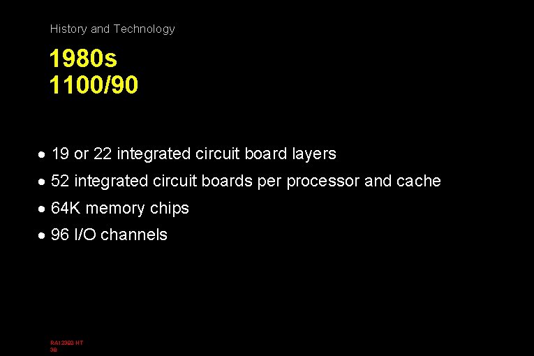 History and Technology 1980 s 1100/90 · 19 or 22 integrated circuit board layers