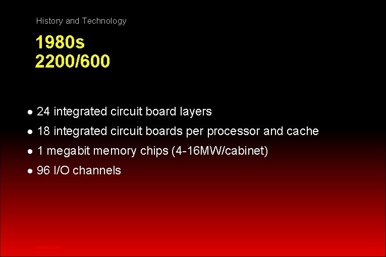 History and Technology 1980 s 2200/600 · 24 integrated circuit board layers · 18