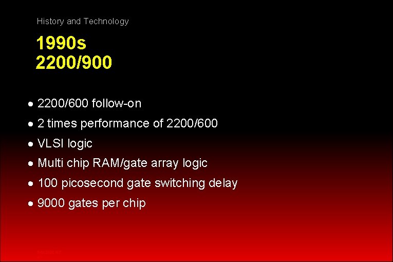 History and Technology 1990 s 2200/900 · 2200/600 follow-on · 2 times performance of