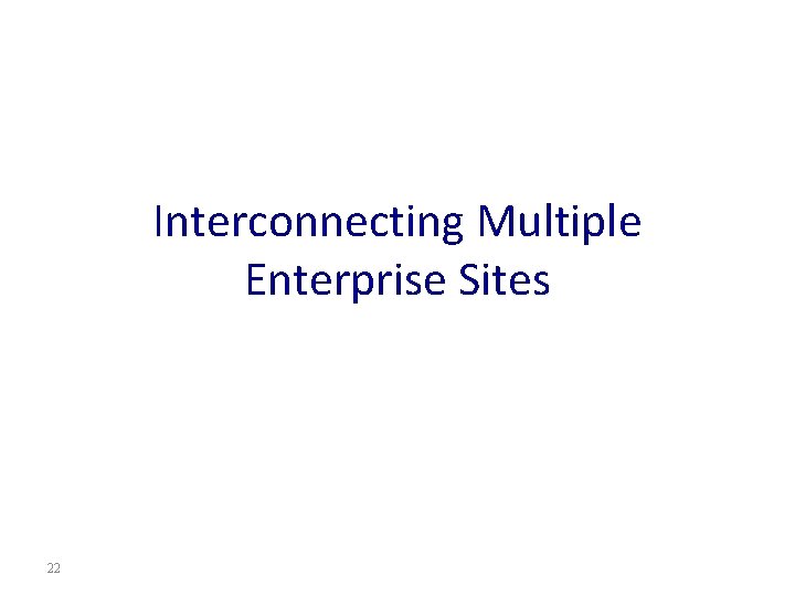 Interconnecting Multiple Enterprise Sites 22 