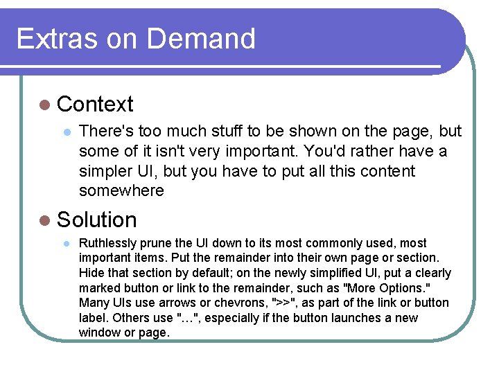 Extras on Demand l Context l There's too much stuff to be shown on Extras on Demand l Context l There's too much stuff to be shown on
