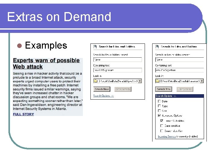 Extras on Demand l Examples Extras on Demand l Examples