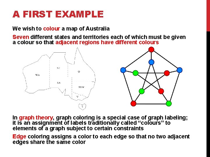 A FIRST EXAMPLE We wish to colour a map of Australia Seven different states
