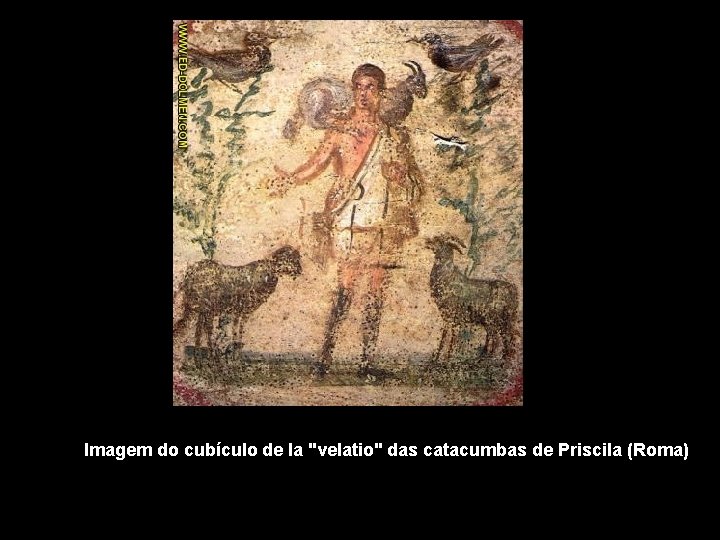 Imagem do cubículo de la "velatio" das catacumbas de Priscila (Roma) 