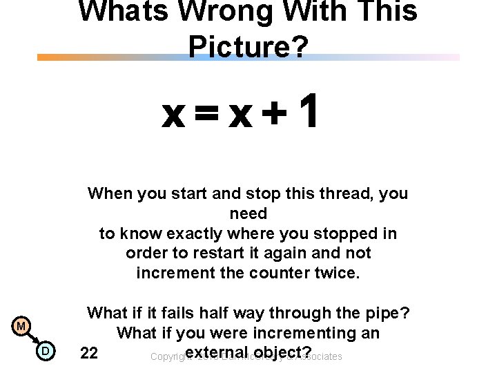 Whats Wrong With This Picture? x=x+1 When you start and stop this thread, you Whats Wrong With This Picture? x=x+1 When you start and stop this thread, you