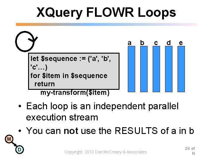 XQuery FLOWR Loops a b c d e let $sequence : = ('a', 'b', XQuery FLOWR Loops a b c d e let $sequence : = ('a', 'b',
