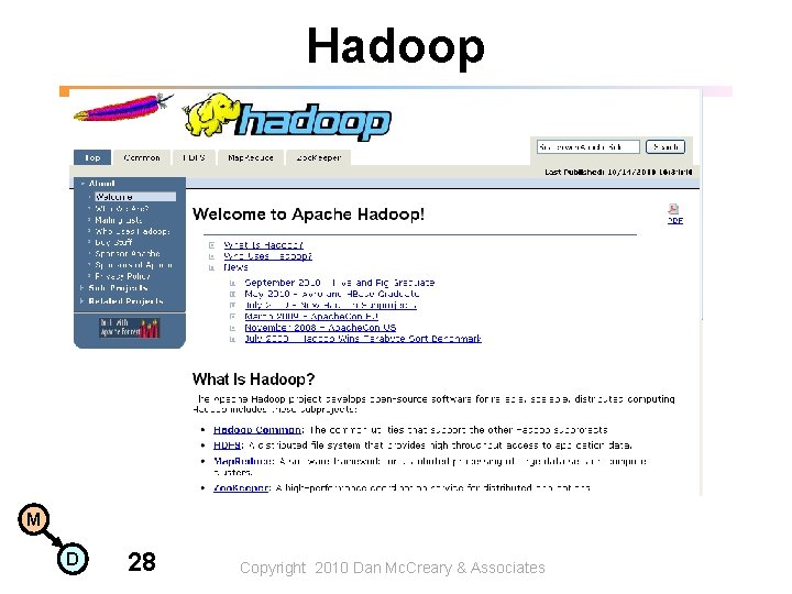 Hadoop M D 28 Copyright 2010 Dan Mc. Creary & Associates Hadoop M D 28 Copyright 2010 Dan Mc. Creary & Associates