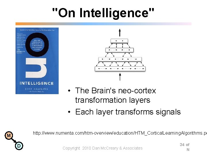 "On Intelligence" • The Brain's neo-cortex transformation layers • Each layer transforms signals http: "On Intelligence" • The Brain's neo-cortex transformation layers • Each layer transforms signals http: