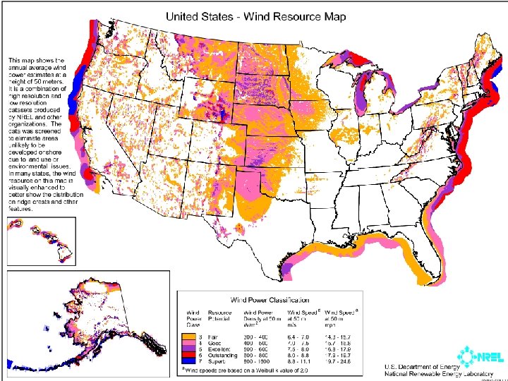 Theoretical Application Areal Power Density (PA) = 1/2 rn 3 Highest wind speeds exist