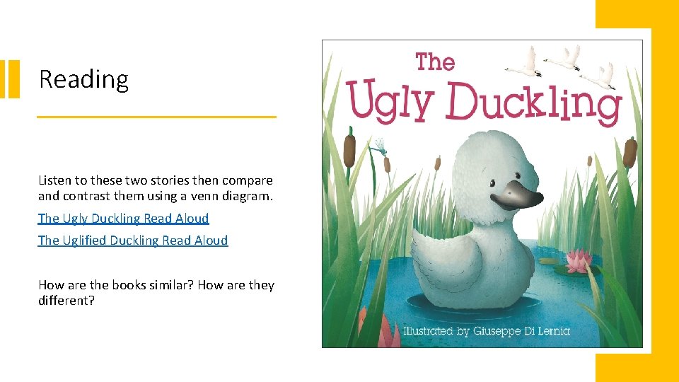 Reading Listen to these two stories then compare and contrast them using a venn Reading Listen to these two stories then compare and contrast them using a venn