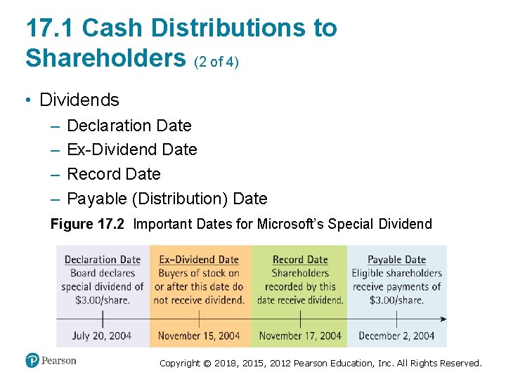 17. 1 Cash Distributions to Shareholders (2 of 4) • Dividends – – Declaration