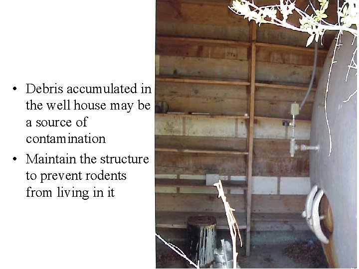  • Debris accumulated in the well house may be a source of contamination