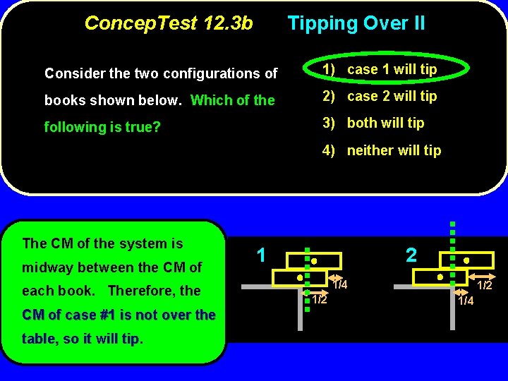 Concep. Test 12. 3 b Tipping Over II Consider the two configurations of 1)