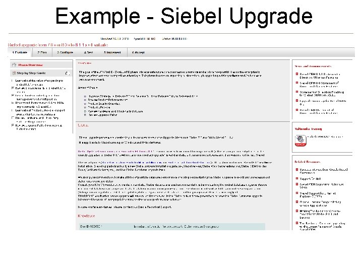 Example - Siebel Upgrade Advisor 