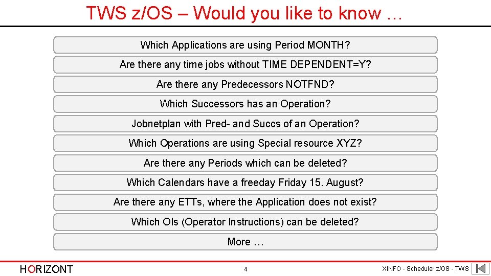 TWS z/OS – Would you like to know … Which Applications are using Period