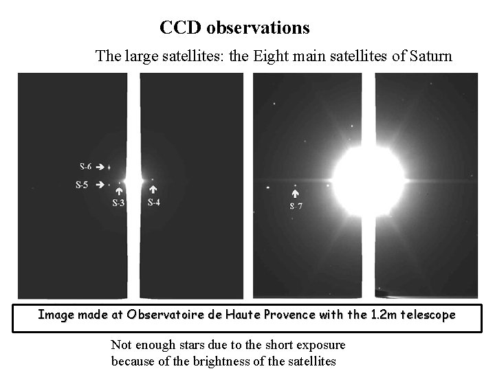CCD observations The large satellites: the Eight main satellites of Saturn Image made at