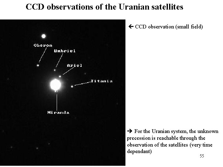 CCD observations of the Uranian satellites CCD observation (small field) For the Uranian system,