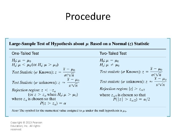 Procedure Copyright © 2013 Pearson Education, Inc. . All rights reserved. 