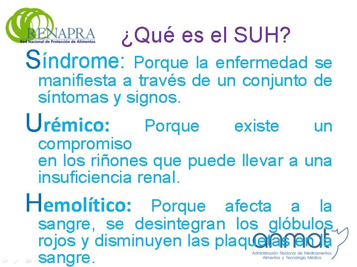 ¿Qué es el SUH? Síndrome: Porque la enfermedad se manifiesta a través de un