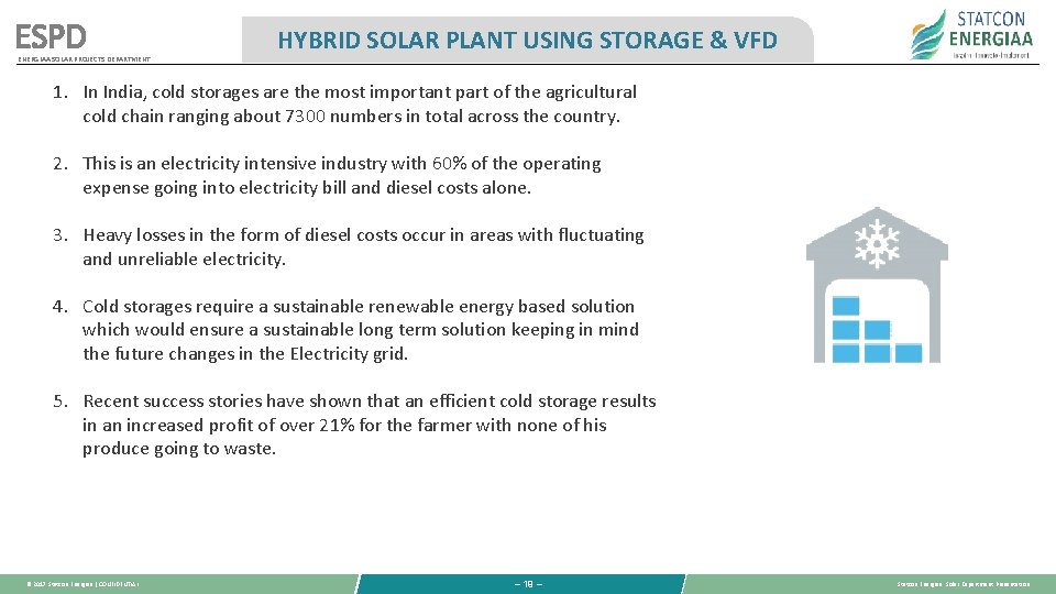 ESPD ENERGIAA SOLAR PROJECTS DEPARTMENT HYBRID SOLAR PLANT USING STORAGE & VFD 1. In ESPD ENERGIAA SOLAR PROJECTS DEPARTMENT HYBRID SOLAR PLANT USING STORAGE & VFD 1. In