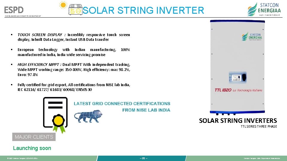ESPD ENERGIAA SOLAR PROJECTS DEPARTMENT SOLAR STRING INVERTER § TOUCH SCREEN DISPLAY : Incredibly ESPD ENERGIAA SOLAR PROJECTS DEPARTMENT SOLAR STRING INVERTER § TOUCH SCREEN DISPLAY : Incredibly