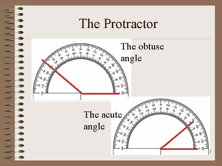 The Protractor The obtuse angle The acute angle 19 