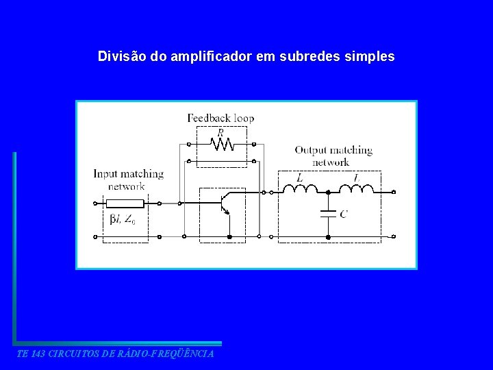 Divisão do amplificador em subredes simples TE 143 CIRCUITOS DE RÁDIO-FREQÜÊNCIA 