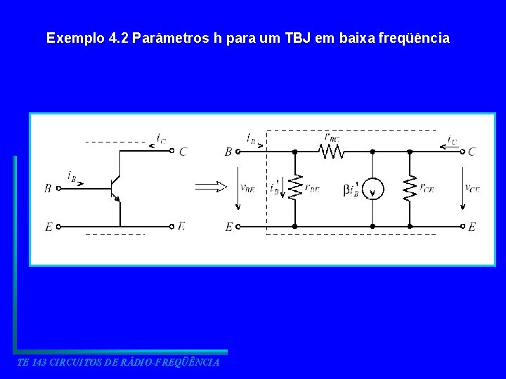 Exemplo 4. 2 Parâmetros h para um TBJ em baixa freqüência TE 143 CIRCUITOS
