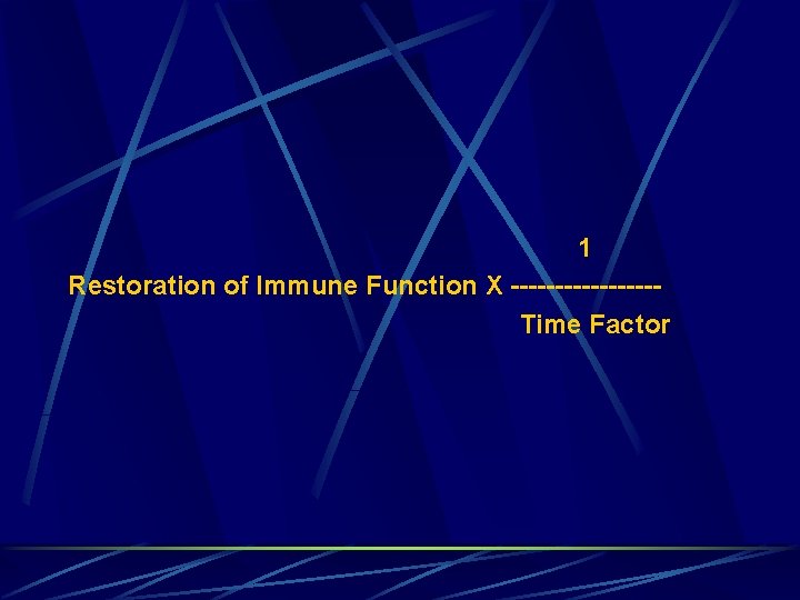 1 Restoration of Immune Function X --------Time Factor 