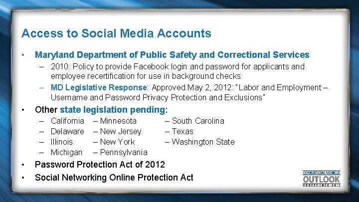 Access to Social Media Accounts • Maryland Department of Public Safety and Correctional Services