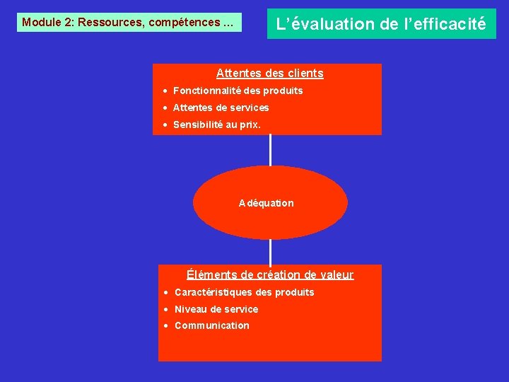 L’évaluation de l’efficacité Module 2: Ressources, compétences … Attentes des clients · Fonctionnalité des L’évaluation de l’efficacité Module 2: Ressources, compétences … Attentes des clients · Fonctionnalité des