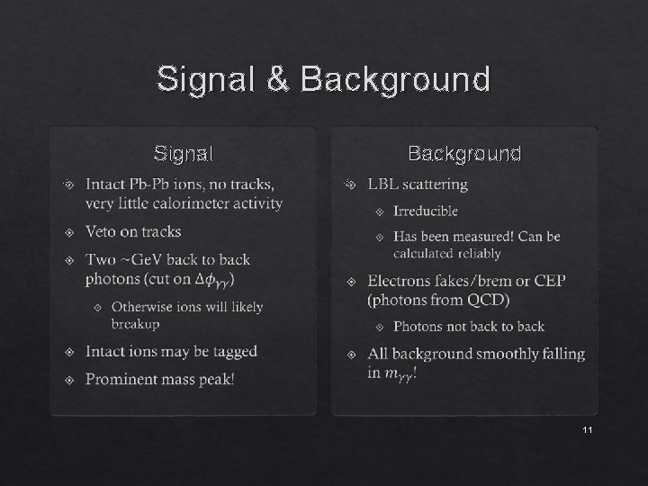 Signal & Background Signal 11 