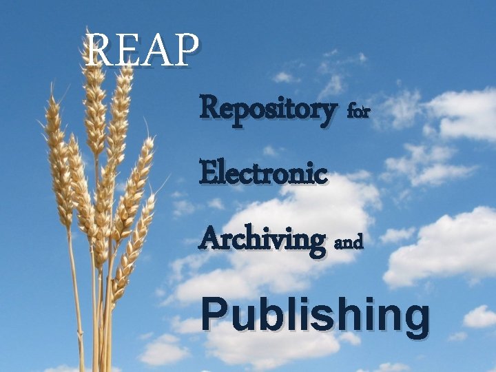 REAP Repository for Electronic Archiving and Publishing 