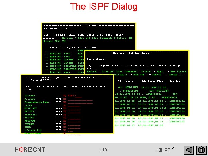 The ISPF Dialog ------------ JCL - DSN ------------ Command ===> Top : Legend SAVE The ISPF Dialog ------------ JCL - DSN ------------ Command ===> Top : Legend SAVE