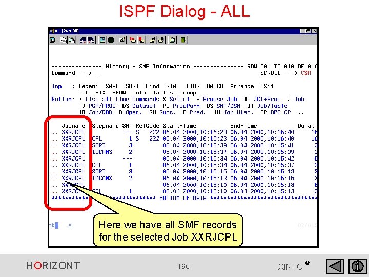 ISPF Dialog - ALL Here we have all SMF records for the selected Job ISPF Dialog - ALL Here we have all SMF records for the selected Job