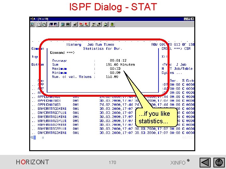 ISPF Dialog - STAT . . . if you like statistics. . . HORIZONT ISPF Dialog - STAT . . . if you like statistics. . . HORIZONT