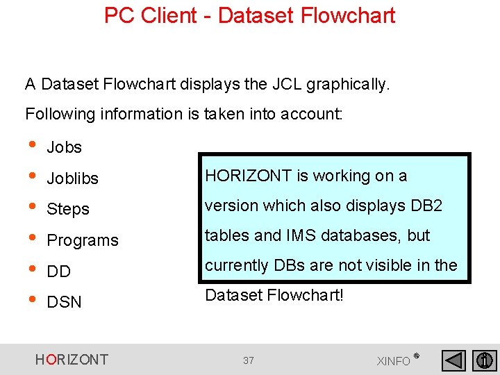 PC Client - Dataset Flowchart A Dataset Flowchart displays the JCL graphically. Following information PC Client - Dataset Flowchart A Dataset Flowchart displays the JCL graphically. Following information