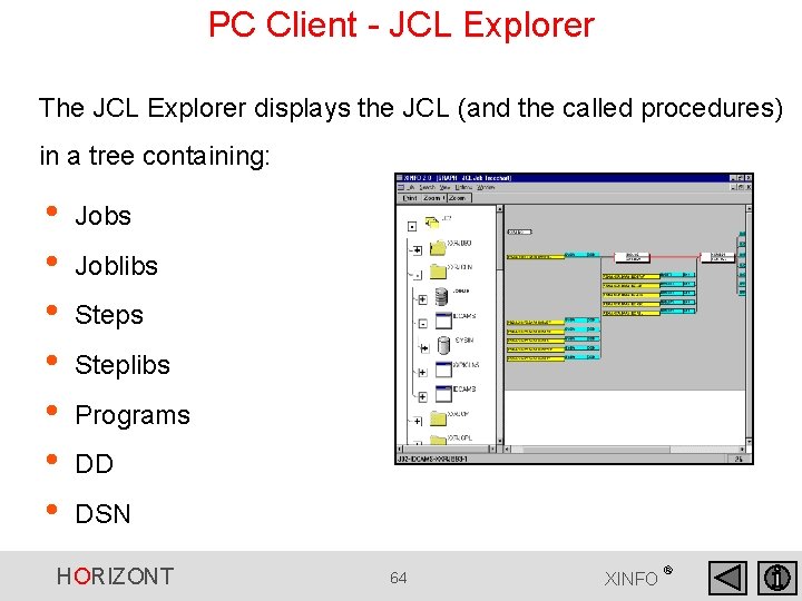 PC Client - JCL Explorer The JCL Explorer displays the JCL (and the called PC Client - JCL Explorer The JCL Explorer displays the JCL (and the called