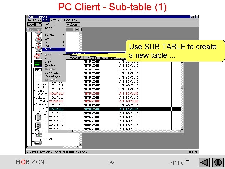 PC Client - Sub-table (1) Use SUB TABLE to create a new table. . PC Client - Sub-table (1) Use SUB TABLE to create a new table. .