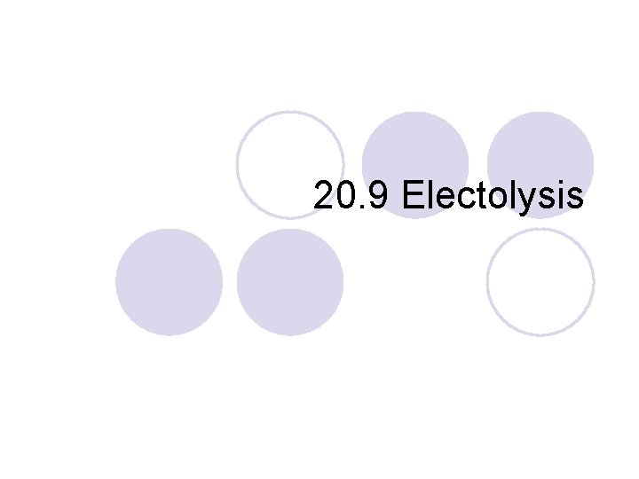 20. 9 Electolysis 