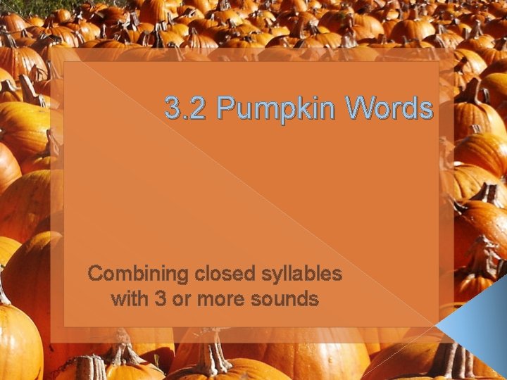 3. 2 Pumpkin Words Combining closed syllables with 3 or more sounds 