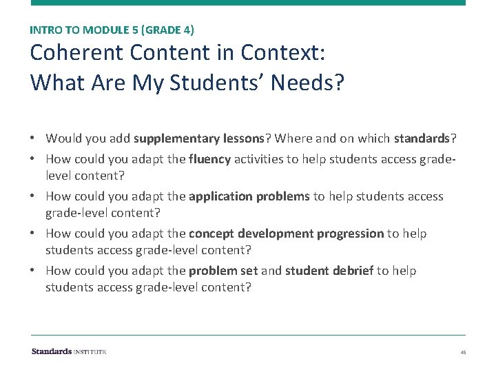 INTRO TO MODULE 5 (GRADE 4) Coherent Content in Context: What Are My Students’